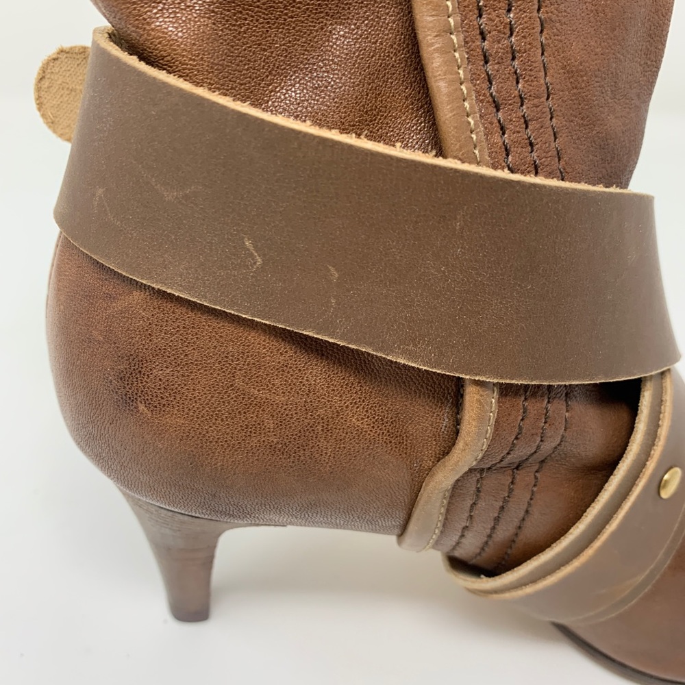 Chloe Brown Leather Ankle Booties Belt Detail Sz 7 - Picture 11 of 16